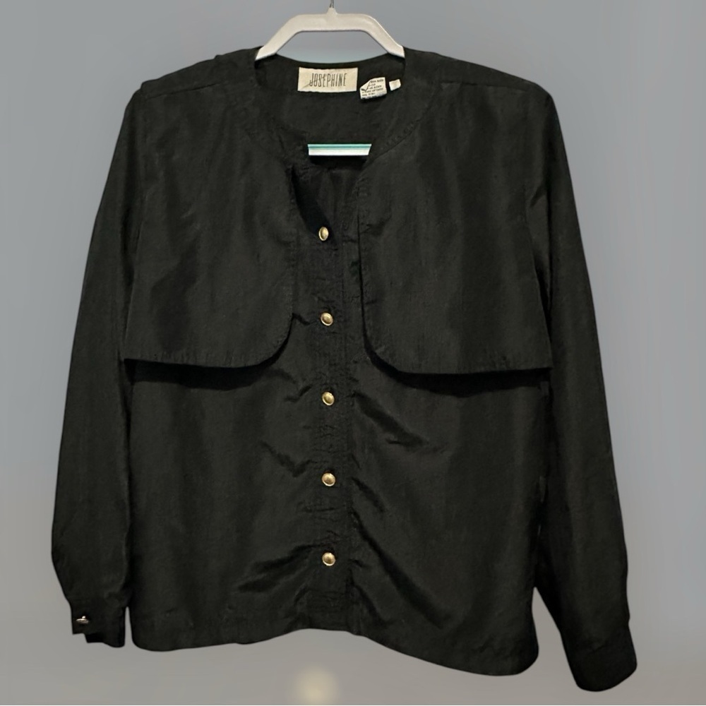 Josephine Vintage Black topSize 10 | Minimalist Long Sleeve Shirt‎ | Classic 80s